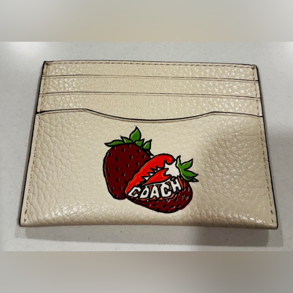 Coach Strawberry Print Slim ID Card Holder Wallet NWT - Picture 3 of 6